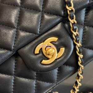Replica Chanel Lambskin Mini Flap Bag With Top Handle Black AS2431 2
