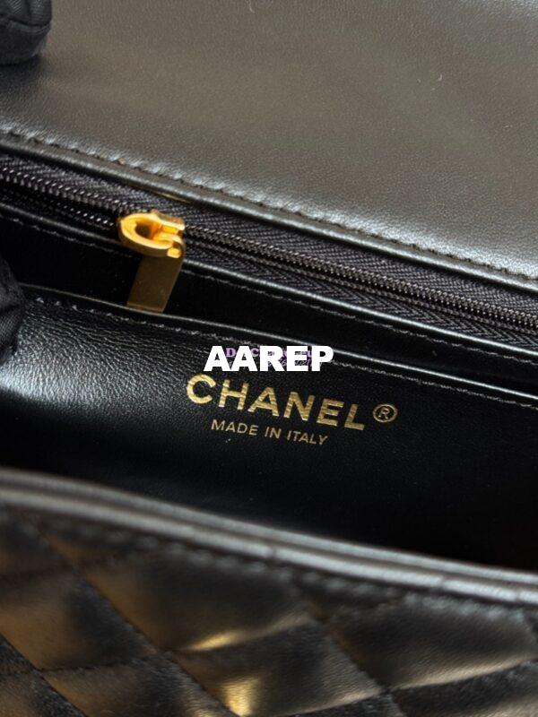 Replica Chanel Lambskin Mini Flap Bag With Top Handle Black AS2431 7