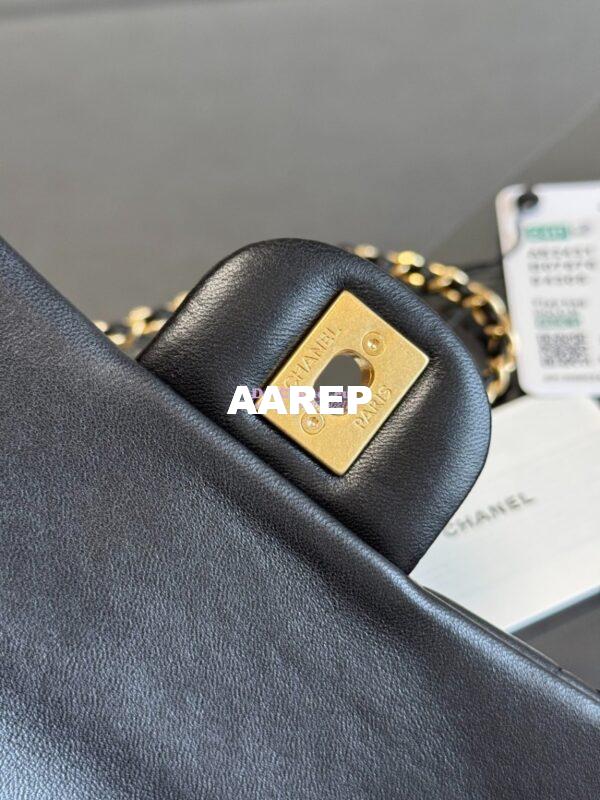 Replica Chanel Lambskin Mini Flap Bag With Top Handle Black AS2431 8
