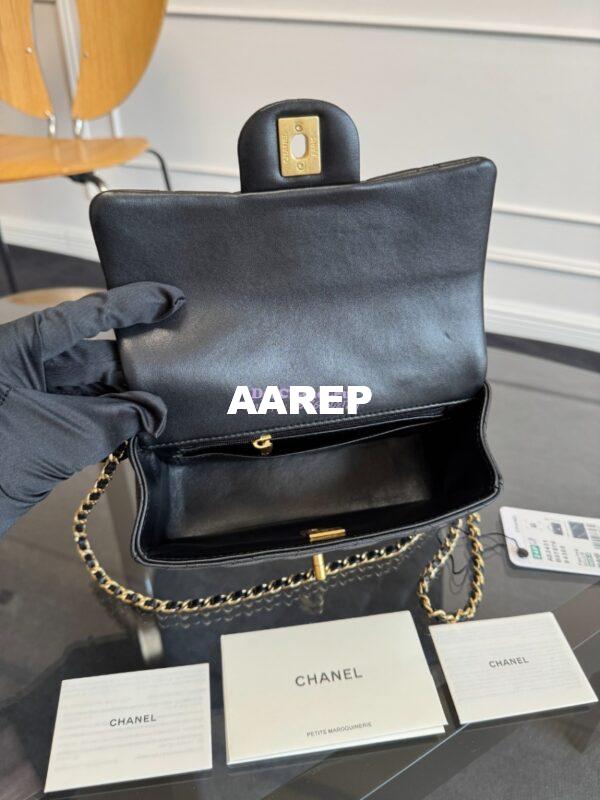 Replica Chanel Lambskin Mini Flap Bag With Top Handle Black AS2431 10