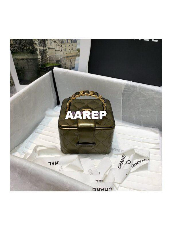 Replica Chanel Micro Mini Vanity Case 90s Vintage Patent Clutch 01919m Olive Green (Limited!)
