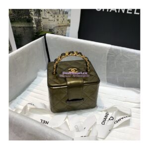 Replica Chanel Micro Mini Vanity Case 90s Vintage Patent Clutch 01919m Olive Green (Limited!) 2