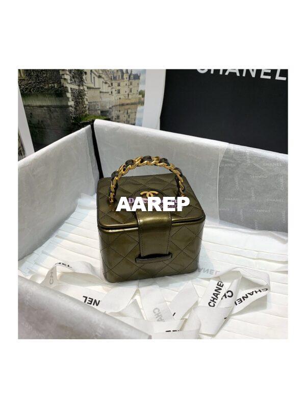 Replica Chanel Micro Mini Vanity Case 90s Vintage Patent Clutch 01919m Olive Green (Limited!) 2