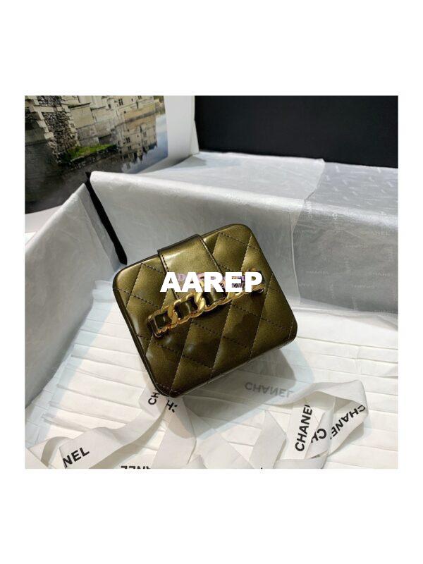 Replica Chanel Micro Mini Vanity Case 90s Vintage Patent Clutch 01919m Olive Green (Limited!) 3