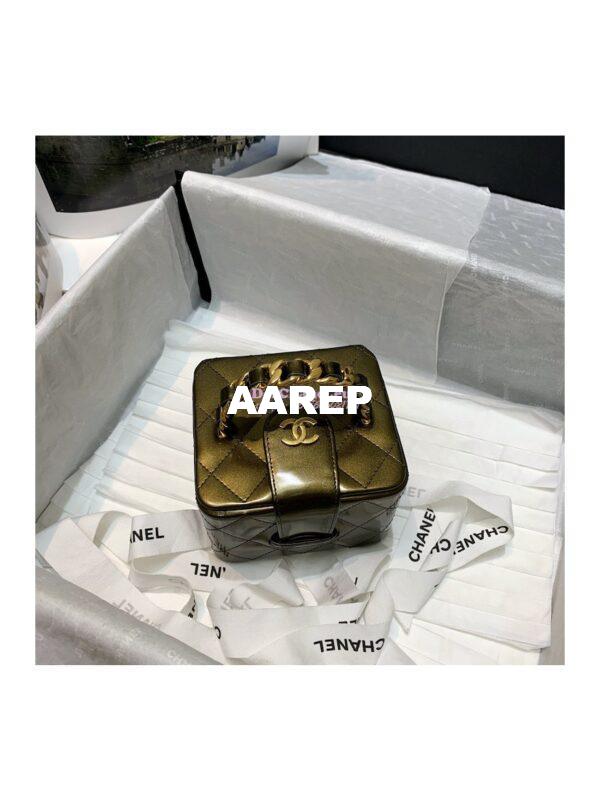 Replica Chanel Micro Mini Vanity Case 90s Vintage Patent Clutch 01919m Olive Green (Limited!) 4