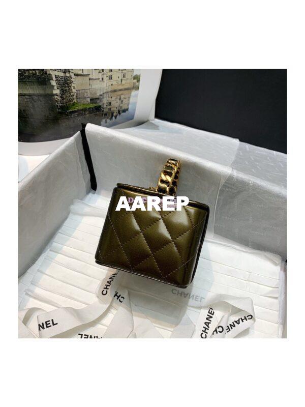 Replica Chanel Micro Mini Vanity Case 90s Vintage Patent Clutch 01919m Olive Green (Limited!) 5