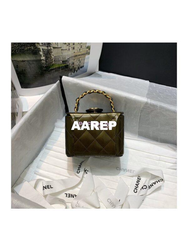 Replica Chanel Micro Mini Vanity Case 90s Vintage Patent Clutch 01919m Olive Green (Limited!) 8