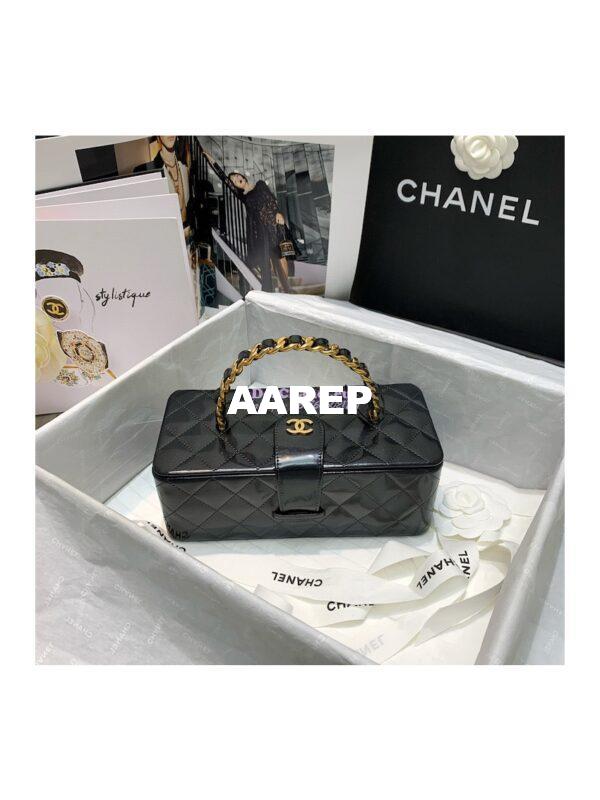 Replica Chanel Vintage 1994 Black Patent Vanity Case Bag 01919 (Limited)
