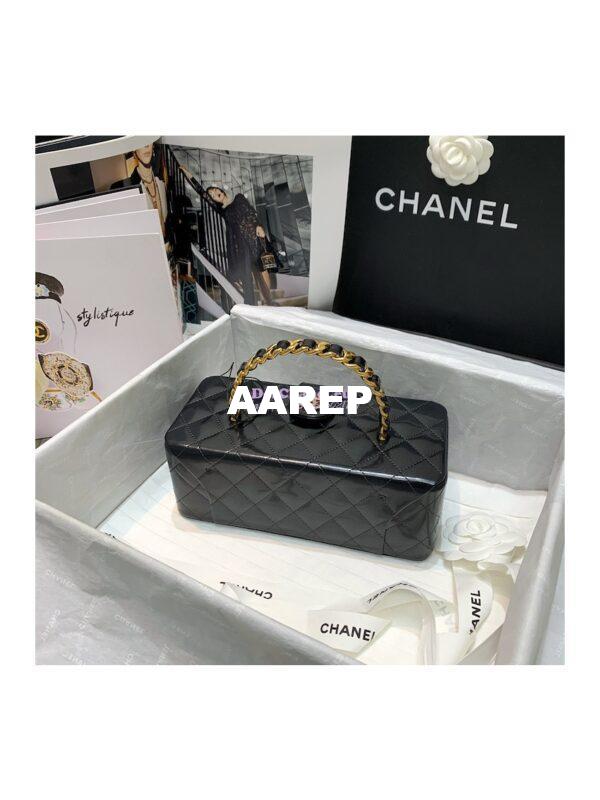 Replica Chanel Vintage 1994 Black Patent Vanity Case Bag 01919 (Limited) 2
