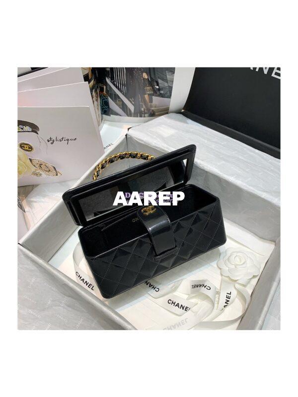 Replica Chanel Vintage 1994 Black Patent Vanity Case Bag 01919 (Limited) 7