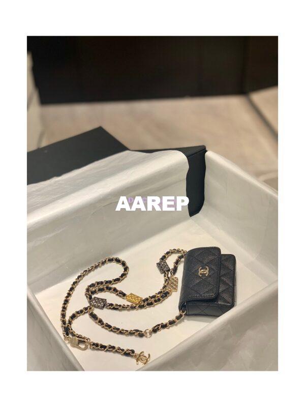 Replica Chanel Grained Calfskin Belt Bag AP2401 Black