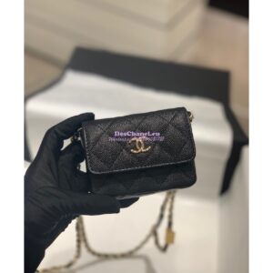 Replica Chanel Grained Calfskin Belt Bag AP2401 Black 2