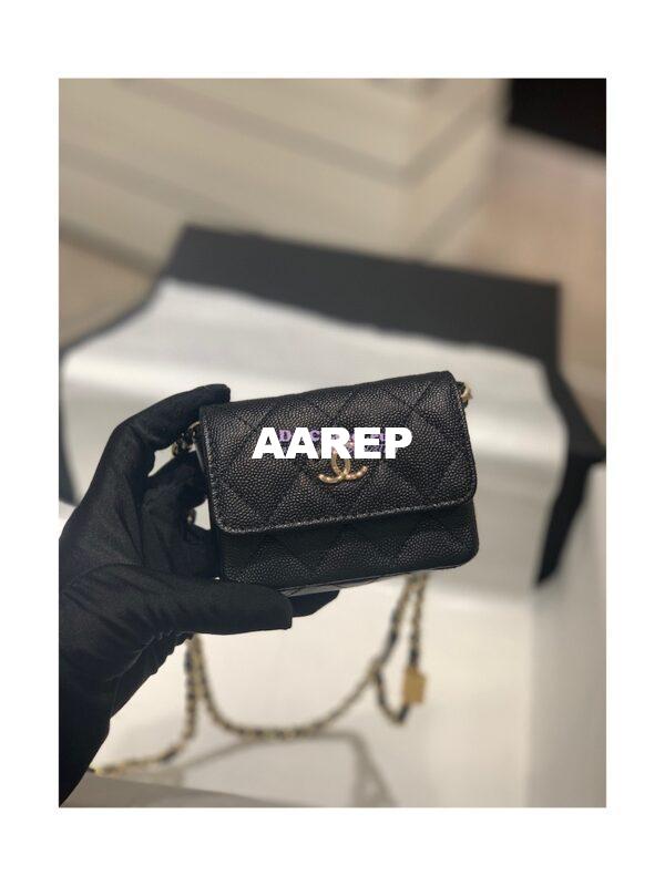 Replica Chanel Grained Calfskin Belt Bag AP2401 Black 2