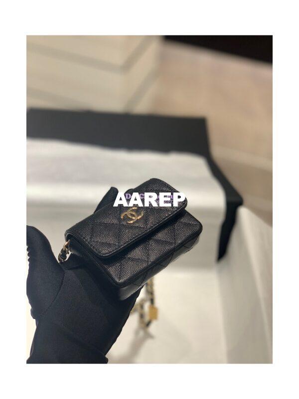 Replica Chanel Grained Calfskin Belt Bag AP2401 Black 3