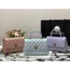 Replica Chanel Coco Flap Bag with Top Handle in Iridescent Grained Calfskin with Shining Gold Hardware 92990 92991 Light Blue (Limited)