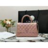 Replica Chanel Coco Flap Bag with Top Handle in Iridescent Grained Calfskin with Gradient Lacquered Metal 92990 Light Blue (Limited)