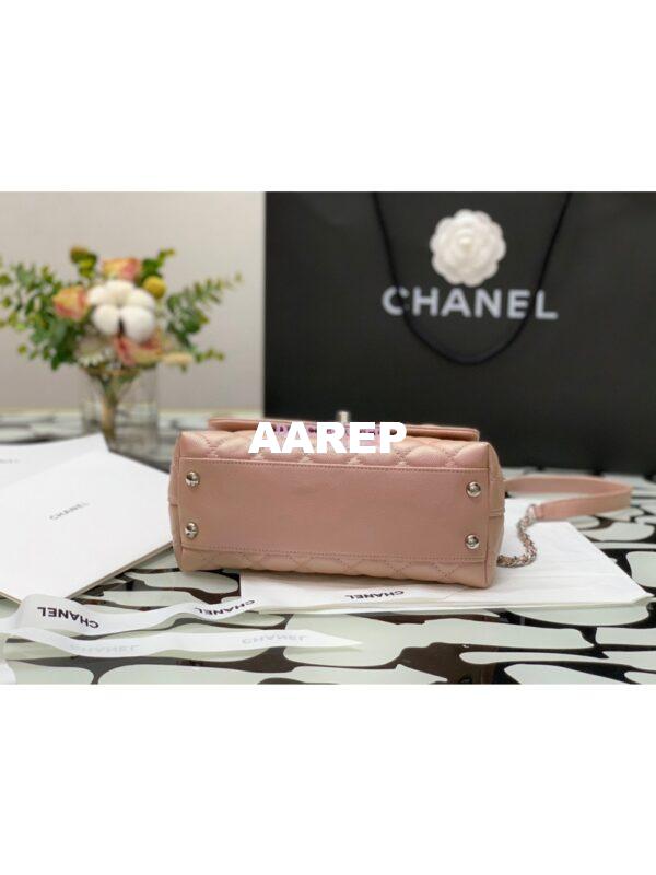 Replica Chanel Coco Flap Bag with Top Handle in Iridescent Grained Calfskin with Gradient Lacquered Metal 92990 Light Pink (Limited) 8