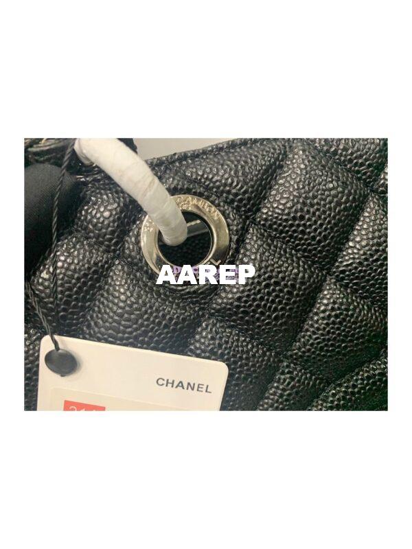 Replica Chanel GST Grand Shopping Tote Caviar Leather Gold/Silver Chain Bag Black 4