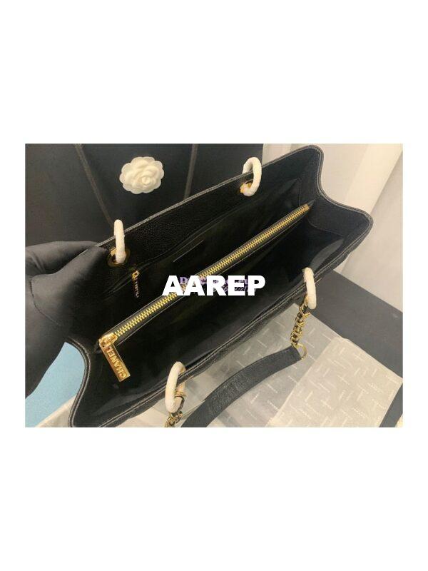 Replica Chanel GST Grand Shopping Tote Caviar Leather Gold/Silver Chain Bag Black 15