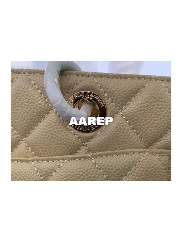 Replica Chanel GST Grand Shopping Tote Caviar Leather Gold/Silver Chain Bag beige 13