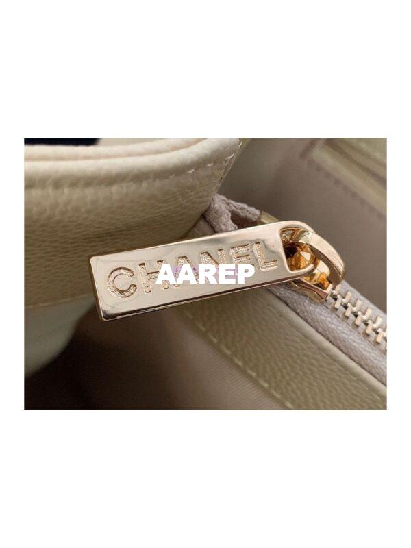 Replica Chanel GST Grand Shopping Tote Caviar Leather Gold/Silver Chain Bag beige 17