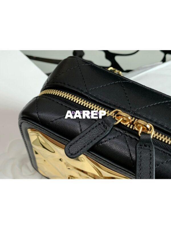 Replica Chanel Mini Gold Vanity Case in Lambskin AP2389 Black 7