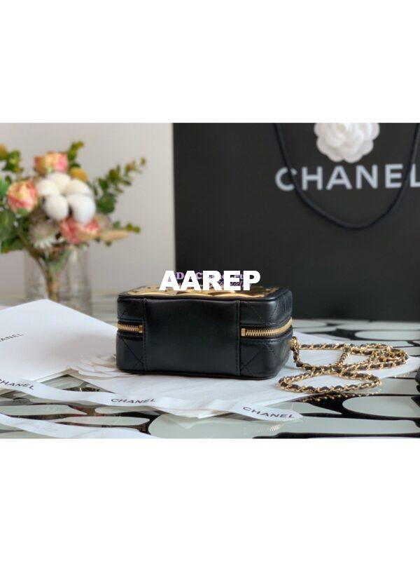 Replica Chanel Mini Gold Vanity Case in Lambskin AP2389 Black 8
