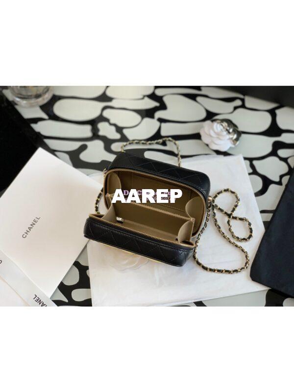 Replica Chanel Mini Gold Vanity Case in Lambskin AP2389 Black 10