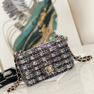Replica Chanel Glittered Tweed Mini Flap Bag in Navy Blue, Grey & Silver A69900 (Limited)