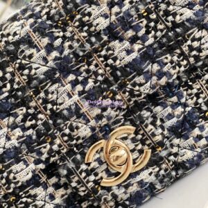 Replica Chanel Glittered Tweed Mini Flap Bag in Navy Blue, Grey & Silver A69900 (Limited) 2
