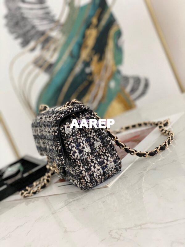 Replica Chanel Glittered Tweed Mini Flap Bag in Navy Blue, Grey & Silver A69900 (Limited) 5
