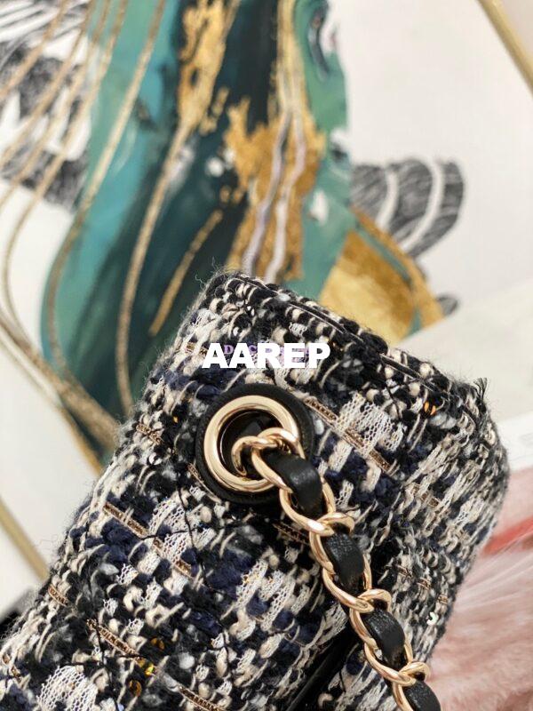 Replica Chanel Glittered Tweed Mini Flap Bag in Navy Blue, Grey & Silver A69900 (Limited) 7