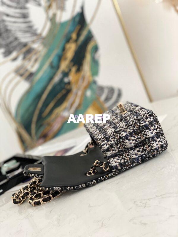 Replica Chanel Glittered Tweed Mini Flap Bag in Navy Blue, Grey & Silver A69900 (Limited) 9