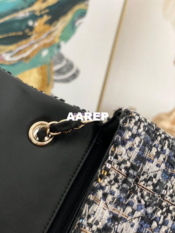 Replica Chanel Glittered Tweed Mini Flap Bag in Navy Blue, Grey & Silver A69900 (Limited) 10