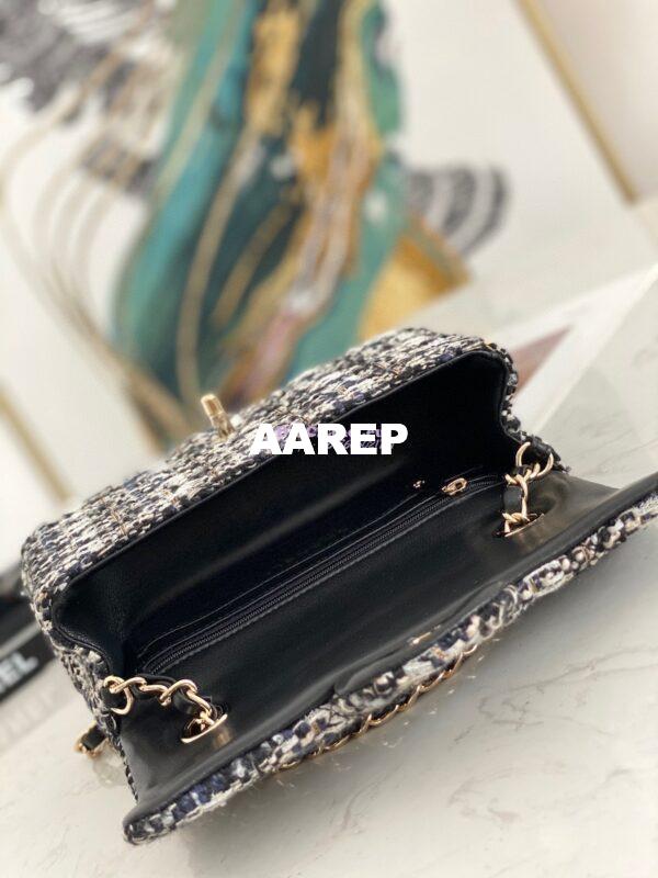 Replica Chanel Glittered Tweed Mini Flap Bag in Navy Blue, Grey & Silver A69900 (Limited) 11