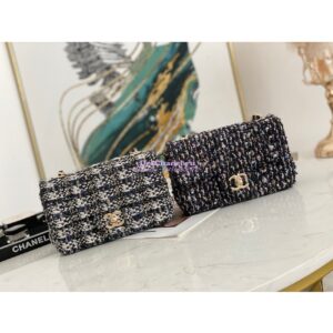 Replica Chanel Glittered Tweed Mini Flap Bag in Navy Blue & Multicolour A69900 (Limited)