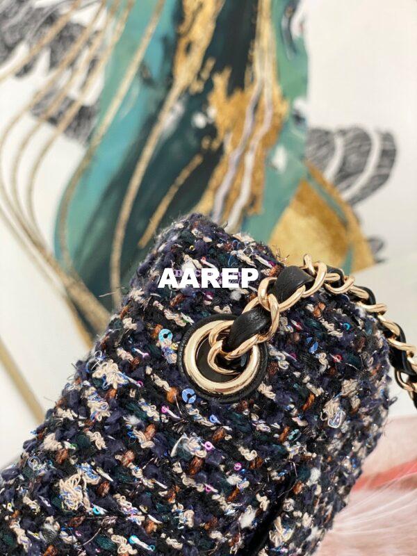 Replica Chanel Glittered Tweed Mini Flap Bag in Navy Blue & Multicolour A69900 (Limited) 7