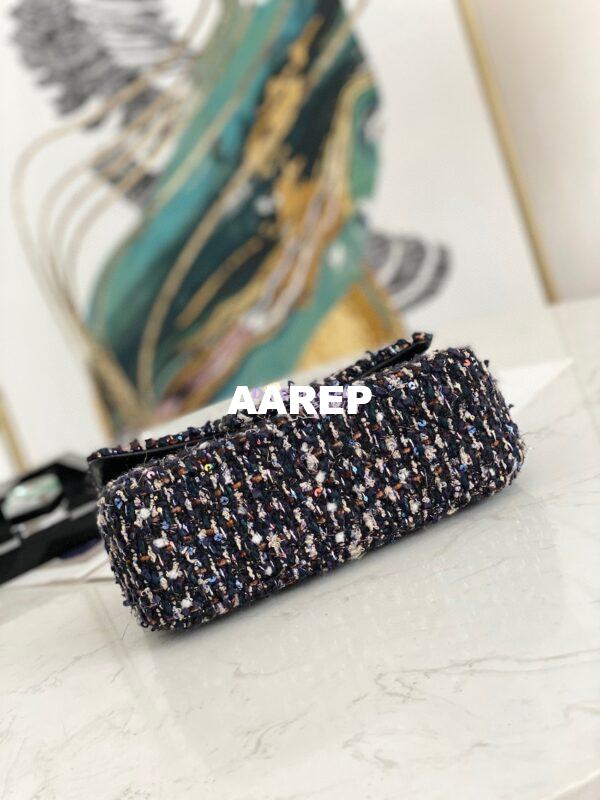 Replica Chanel Glittered Tweed Mini Flap Bag in Navy Blue & Multicolour A69900 (Limited) 12