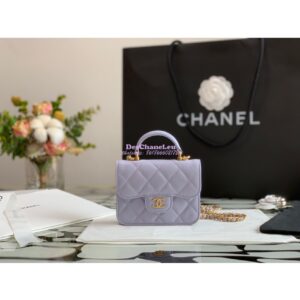 Replica Chanel Lambskin Flap Coin Purse With Chain AP2200 in Light Purple