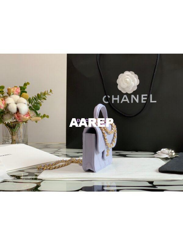 Replica Chanel Lambskin Flap Coin Purse With Chain AP2200 in Light Purple 3