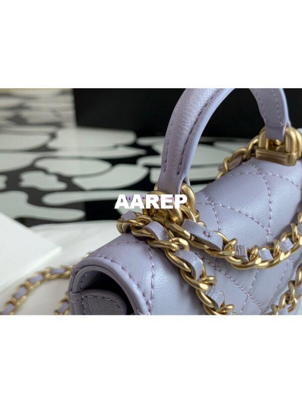 Replica Chanel Lambskin Flap Coin Purse With Chain AP2200 in Light Purple 4