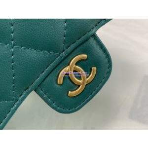 Replica Chanel Lambskin Flap Coin Purse With Chain AP2200 in Green 2