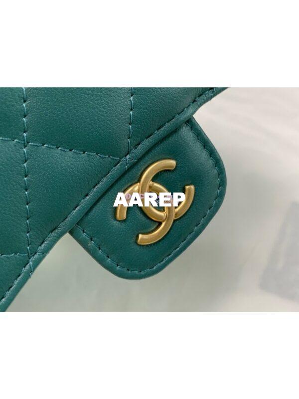 Replica Chanel Lambskin Flap Coin Purse With Chain AP2200 in Green 2
