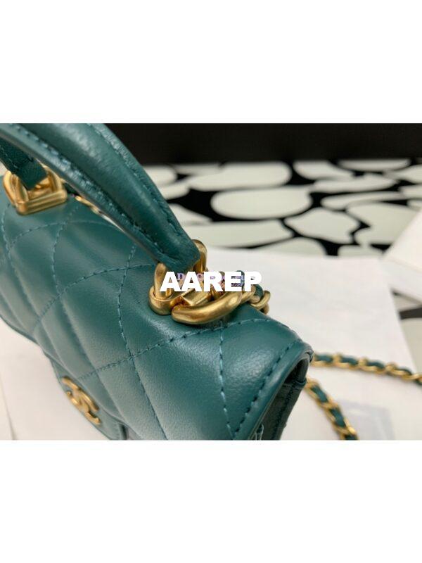 Replica Chanel Lambskin Flap Coin Purse With Chain AP2200 in Green 3