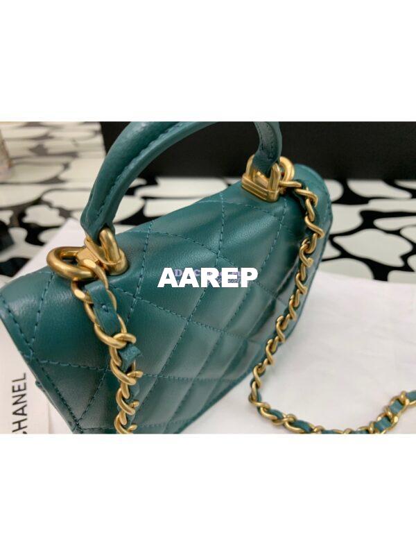 Replica Chanel Lambskin Flap Coin Purse With Chain AP2200 in Green 5