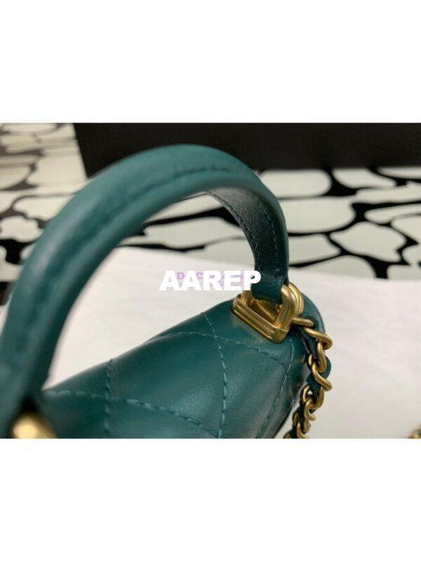 Replica Chanel Lambskin Flap Coin Purse With Chain AP2200 in Green 6