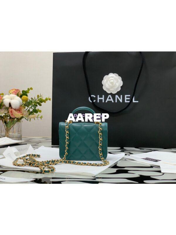 Replica Chanel Lambskin Flap Coin Purse With Chain AP2200 in Green 7