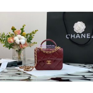 Replica Chanel Lambskin Flap Coin Purse With Chain AP2200 in Burgundy
