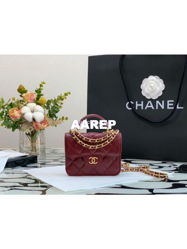 Replica Chanel Lambskin Flap Coin Purse With Chain AP2200 in Burgundy 2