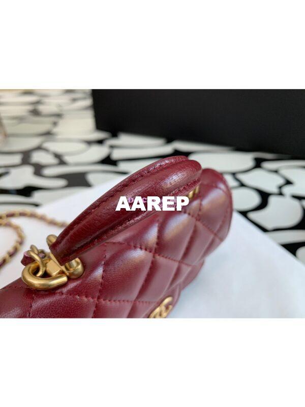 Replica Chanel Lambskin Flap Coin Purse With Chain AP2200 in Burgundy 5